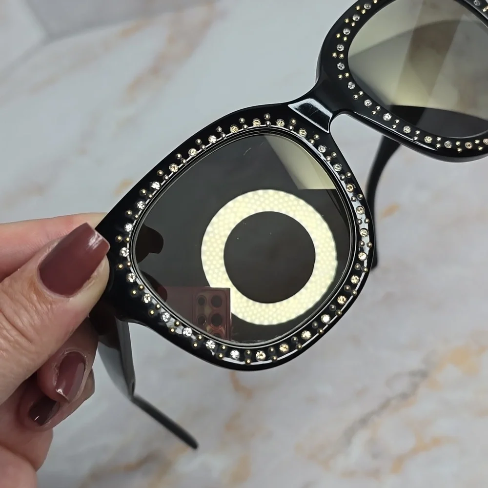 Elton john legend black studded polarized oversized acetate sunglasses